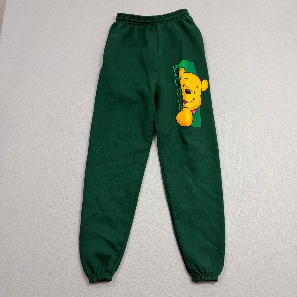 Vintage Disney Winnie the Pooh Sweatpants Small Green 90s Made in USA Joggers